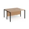 Maestro 25 back to back straight desks 1400mm x 1200mm - black bench leg frame Beech top - MB1412BKB
