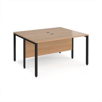 Maestro 25 back to back straight desks 1400mm x 1200mm - black bench leg frame Beech top - MB1412BKB