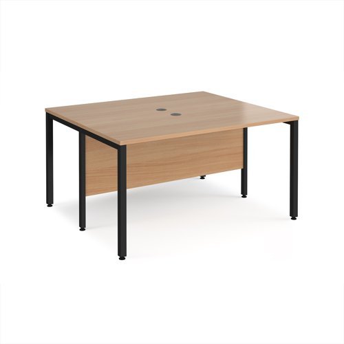 Maestro 25 back to back straight desks 1400mm x 1200mm - black bench leg frame Beech top - MB1412BKB