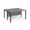 Maestro 25 back to back straight desks 1400mm x 1200mm - black bench leg frame Grey Oak Top - MB1412BKGO