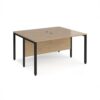 Maestro 25 back to back straight desks 1400mm x 1200mm - black bench leg frame Kendal Oak Top - MB1412BKKO