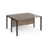 Maestro 25 back to back straight desks 1400mm x 1200mm - black bench leg frame Nebraska Oak Top - MB1412BKNO