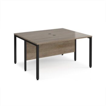 Maestro 25 back to back straight desks 1400mm x 1200mm - black bench leg frame Nebraska Oak Top - MB1412BKNO