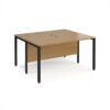 Maestro 25 back to back straight desks 1400mm x 1200mm - black bench leg frame Oak Top - MB1412BKO