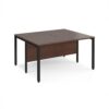 Maestro 25 back to back straight desks 1400mm x 1200mm - black bench leg frame Walnut top - MB1412BKW