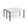 Maestro 25 back to back straight desks 1400mm x 1200mm - black bench leg frame White Top - MB1412BKWH