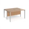 Maestro 25 back to back straight desks 1400mm x 1200mm - silver bench leg frame Beech top - MB1412BSB