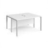 Maestro 25 back to back straight desks 1400mm x 1200mm - silver bench leg frame White Top - MB1412BSWH