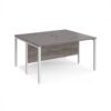 Maestro 25 back to back straight desks 1400mm x 1200mm - white bench leg frame Grey Oak Top - MB1412BWHGO