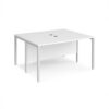Maestro 25 back to back straight desks 1400mm x 1200mm - white bench leg frame White Top - MB1412BWHWH