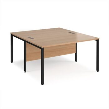 Maestro 25 back to back straight desks 1400mm x 1600mm - black bench leg frame Beech top - MB1416BKB