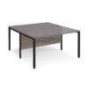 Maestro 25 back to back straight desks 1400mm x 1600mm - black bench leg frame Grey Oak Top - MB1416BKGO