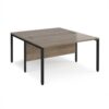Maestro 25 back to back straight desks 1400mm x 1600mm - black bench leg frame Nebraska Oak Top - MB1416BKNO