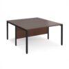 Maestro 25 back to back straight desks 1400mm x 1600mm - black bench leg frame Walnut top - MB1416BKW
