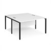 Maestro 25 back to back straight desks 1400mm x 1600mm - black bench leg frame White Top - MB1416BKWH