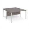 Maestro 25 back to back straight desks 1400mm x 1600mm - silver bench leg frame Grey Oak Top - MB1416BSGO