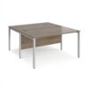 Maestro 25 back to back straight desks 1400mm x 1600mm - silver bench leg frame Nebraska Oak Top - MB1416BSNO