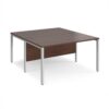 Maestro 25 back to back straight desks 1400mm x 1600mm - silver bench leg frame Walnut top - MB1416BSW