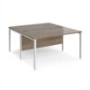 Maestro 25 back to back straight desks 1400mm x 1600mm - white bench leg frame Nebraska Oak Top - MB1416BWHNO