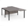 Maestro 25 back to back ergonomic desks 1400mm deep - black bench leg frame Grey Oak Top - MB14EBKGO