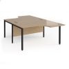 Maestro 25 back to back ergonomic desks 1400mm deep - black bench leg frame Kendal Oak Top - MB14EBKKO