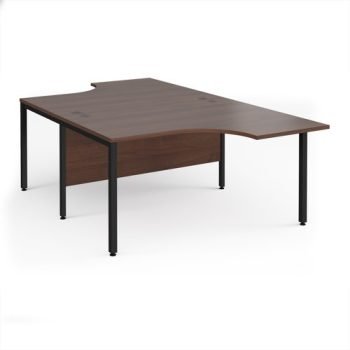 Maestro 25 back to back ergonomic desks 1400mm deep - black bench leg frame Walnut top - MB14EBKW