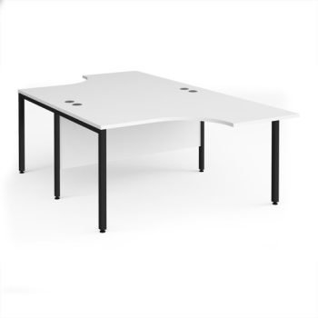 Maestro 25 back to back ergonomic desks 1400mm deep - black bench leg frame White Top - MB14EBKWH