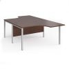 Maestro 25 back to back ergonomic desks 1400mm deep - silver bench leg frame Walnut top - MB14EBSW