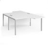 Maestro 25 back to back ergonomic desks 1400mm deep - silver bench leg frame White Top - MB14EBSWH