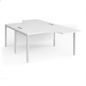 Maestro 25 back to back ergonomic desks 1400mm deep - white bench leg frame White Top - MB14EBWHWH