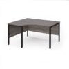 Maestro 25 left hand ergonomic desk 1400mm wide - black bench leg frame Grey Oak Top - MB14ELKGO