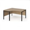 Maestro 25 left hand ergonomic desk 1400mm wide - black bench leg frame Kendal Oak Top - MB14ELKKO