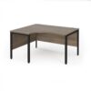 Maestro 25 left hand ergonomic desk 1400mm wide - black bench leg frame Nebraska Oak Top - MB14ELKNO