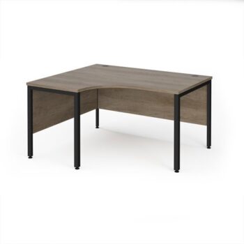 Maestro 25 left hand ergonomic desk 1400mm wide - black bench leg frame Nebraska Oak Top - MB14ELKNO