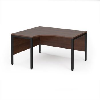 Maestro 25 left hand ergonomic desk 1400mm wide - black bench leg frame Walnut top - MB14ELKW