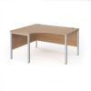 Maestro 25 left hand ergonomic desk 1400mm wide - silver bench leg frame Beech top - MB14ELSB