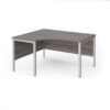 Maestro 25 left hand ergonomic desk 1400mm wide - silver bench leg frame Grey Oak Top - MB14ELSGO