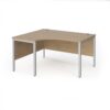 Maestro 25 left hand ergonomic desk 1400mm wide - silver bench leg frame Kendal Oak Top - MB14ELSKO