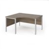 Maestro 25 left hand ergonomic desk 1400mm wide - silver bench leg frame Nebraska Oak Top - MB14ELSNO