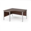 Maestro 25 left hand ergonomic desk 1400mm wide - silver bench leg frame Walnut top - MB14ELSW