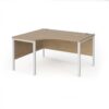 Maestro 25 left hand ergonomic desk 1400mm wide - white bench leg frame Kendal Oak Top - MB14ELWHKO