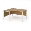 Maestro 25 left hand ergonomic desk 1400mm wide - white bench leg frame Oak Top - MB14ELWHO