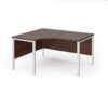Maestro 25 left hand ergonomic desk 1400mm wide - white bench leg frame Walnut top - MB14ELWHW