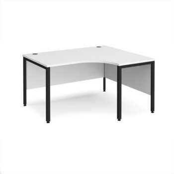 Maestro 25 right hand ergonomic desk 1400mm wide - black bench leg frame White Top - MB14ERKWH