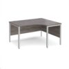 Maestro 25 right hand ergonomic desk 1400mm wide - silver bench leg frame Grey Oak Top - MB14ERSGO