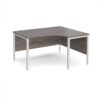 Maestro 25 right hand ergonomic desk 1400mm wide - white bench leg frame Grey Oak Top - MB14ERWHGO