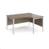 Maestro 25 right hand ergonomic desk 1400mm wide - white bench leg frame Nebraska Oak Top - MB14ERWHNO