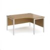 Maestro 25 right hand ergonomic desk 1400mm wide - white bench leg frame Oak Top - MB14ERWHO