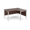 Maestro 25 right hand ergonomic desk 1400mm wide - white bench leg frame Walnut top - MB14ERWHW