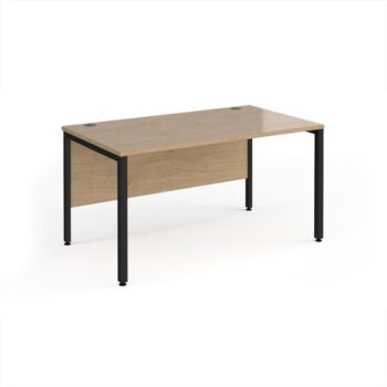 Maestro 25 straight desk 1400mm x 800mm - black bench leg frame Kendal Oak Top - MB14KKO